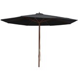 vidaXL Zunanji senčnik z lesenim drogom 350 cm črn Cene