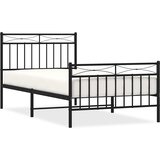  Metalni okvir kreveta uzglavlje i podnožje crni 100x190 cm | shoptok.hr