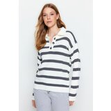 Trendyol Ecru Striped Polo Neck Knitwear Sweater Cene