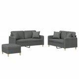  The Living Store Sedežna garnitura 3-delna z vzglavniki temno sivo blago - Sedežna Garnitura, (21448009) | Shoptok.si