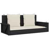  Klupa za ljuljanje s jastucima crna 119x56x48 cm poli ratan | Eponuda.com