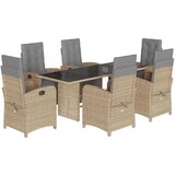  The Living Store Vrtna jedilna garnitura 7-delna z blazinami bež poli ratan - Vrtna Jedilna Garnitura, (21447099) | Shoptok.si