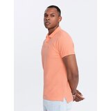 Ombre Men's BASIC single color pique knit polo shirt - peach | Shoptok.si