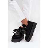 Boto Lace-up Women's Snow Boots Platform Insulated with Fur Black Tavelle | Shoptok.si