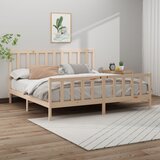 Maison Chic Posteljni okvir - Dvoposteljna postelja - Zakonska postelja brez vzmetnice 200x200 cm trdna borovina-J3485, (21763342) | Shoptok.si
