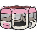 vidaXL Zložljiva pasja ograjica s torbo roza 110x110x58 cm, (20799143) | Shoptok.si