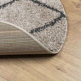  Čupavi moderni tepih s visokim vlaknima bež i antracit Ø 100 cm | shoptok.hr
