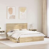  Postelja s shranjevanjem z vzglavjem Sonoma hrast 160 x 200 cm, (5000106283) | Shoptok.si