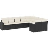Maison Chic Seti vrtnega pohištva - Vrtna garnitura - Vrtni pohištvo set 9-delna z blazinami črn poli ratan, (21804159) | Shoptok.si