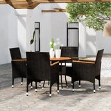vidaXL 5-dijelni vrtni bistro set od poliratana i masivnog drva crni Cijene
