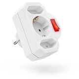 Hama 223217 trojni adapter za vtičnico s stikalom, 1x ozemljena, 2x evro, bel | Shoptok.si