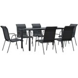 vidaXL 7-dijelni vrtni blagovaonski set crni od čelika i tekstilena | shoptok.hr