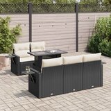 Maison Chic Seti vrtnega pohištva - Vrtna garnitura - Vrtni pohištvo set 6-delna z blazinami črna poli ratan, (21805047) | Shoptok.si