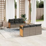 Maison Chic Seti vrtnega pohištva - Vrtna garnitura - Vrtni pohištvo set 7-delna z blazinami siv poli ratan, (21802609) | Shoptok.si