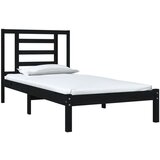  Posteljni okvir črn iz trdnega lesa 75x190 cm 2FT6, (20647798) | Shoptok.si