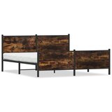 Maison Chic Kovinski Posteljni okvir - Dvoposteljna postelja - Zakonska postelja brez vzmetnice dimljen hrast 183x213cm, (21693125) | Shoptok.si