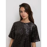 Reserved Oversized majica s pailletama - tamnosmeđe | shoptok.hr