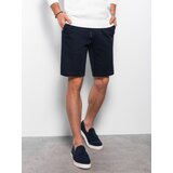 Ombre Men's knitted shorts with decorative elastic waistband - navy blue | shoptok.hr