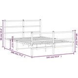 vidaXL Kovinski posteljni okvir z vzglavjem in vznožjem črn 135x190 cm | Shoptok.si