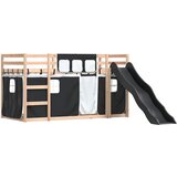 Krevet na kat s toboganom i zavjesama bijelo-crni 80 x 200 cm | Eponuda.com
