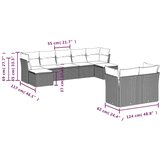  9-dijelni set vrtnih sofa s jastucima crni od poliratana | shoptok.hr