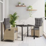 vidaXL Set od 3 vrtnih stolica s jastučićima Bež Poly Rattan Cijene