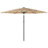 vidaXL Vrtni senčnik z LED in z jeklenim drogom rjav 288x288x225 cm | Shoptok.si