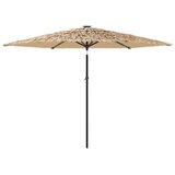 vidaXL Vrtni suncobran LED s čeličnom šipkom smeđi 288x288x225 cm | shoptok.hr