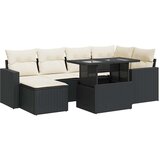 vidaXL Vrtna sedežna garnitura 7-delna z blazinami črn poli ratan, (21782522) | Shoptok.si