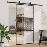 vidaXL Klizna vrata Crna 102.5 x 205 cm Kaljeno staklo, aluminij Cijene