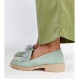 Gemre Light green suede loafers with Zemzem crystals | shoptok.hr