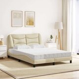  Postelja z vzmetnico krem 120x200 cm blago | Shoptok.si