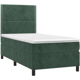 vidaXL Box spring postelja z vzmetnico LED tem. zelena 90x19 | Shoptok.si