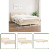 The Living Store Box spring postelja z vzmetnico krem 140x200 cm blago - Box Spring Postelja, (21737602) | Shoptok.si
