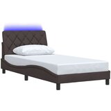  Posteljni okvir z LED brez vzmetnice temno rjav 100x200cm blago, (21791522) | Shoptok.si
