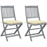 Maison Chic Zložljivi Vrtni Stoli - Stol za vrti 2 kosa z blazinami trden akacijev les JS2735, (21876462) | Shoptok.si