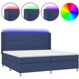  Krevet box spring s madracem LED plavi 200x200 cm od tkanine | shoptok.hr