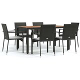  7-dijelni vrtni blagovaonski set s jastucima crni od poliratana | shoptok.hr