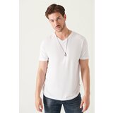 Avva Men's White Ultrasoft V-Neck Modal Slim Fit Slim-Fit T-shirt Cene