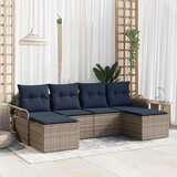  Vrtna sedežna garnitura z blazino 6 pcs Siva Poly ratan, (5000021362) | Shoptok.si
