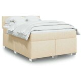 vidaXL Box spring postelja z vzmetnico krem 140x190 cm blago | Shoptok.si