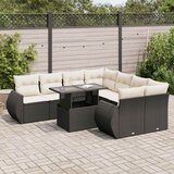 Maison Chic Seti vrtnega pohištva - Vrtna garnitura - Vrtni pohištvo set 9-delna z blazinami črn poli ratan, (21804153) | Shoptok.si