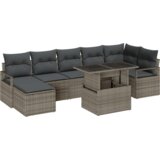 vidaXL 8-delni vrtni set kavča z blazinami siva poli ratan | Shoptok.si