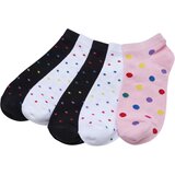 Urban Classics Accessoires No Show Socks Rainbow Dots 5-Pack white/black/hibiskuspink | ePonuda.com