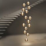 Nettlife Amber Glass Viseča Svetilka Moderna Diam.41cm G9 Stopnišče Nastavljiva Višina Lestenec 15 Žarnic Kuhinja Hodnik Svetilka, (22123087) | Shoptok.si