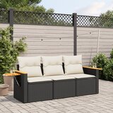 Maison Chic Seti vrtnega pohištva - Vrtna garnitura - Vrtni pohištvo set 3-delna z blazinami črn poli ratan, (21818260) | Shoptok.si