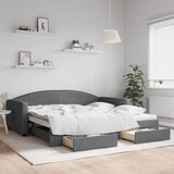 vidaXL Izvlečna dnevna postelja s predali temno siva 100x200 cm blago Cene