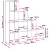 vidaXL Pregrada s knjižno omaro 4-nads. sonoma hrast 131,5x29x131,5 cm | Shoptok.si