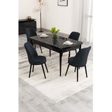Hanah home trpezarijski set Nix, sto na razvlačenje i 4 stolice, ploča u dekoru crnog mermera, antracit tkanina Babyface | Eponuda.com