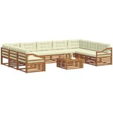  Set vanjskih sofa 10 kom. Prirodna i krem Čvrsto drvo akacije | shoptok.hr